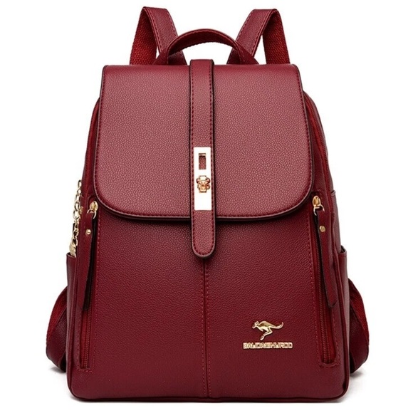 Handbags - LANYIBAIGEROO Brown Leather Backpack Purse Bag Zipper NWOT